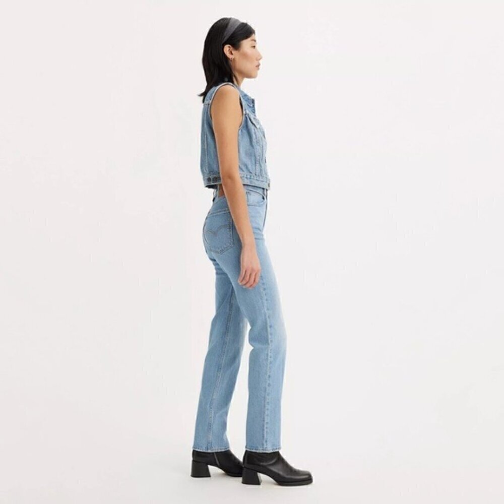 NWT Levis 70's High Rise Slim Straight Leg Light Blue Wash Jeans Size 31 - Picture 2 of 12